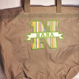 Large 18" Nana Embroidered Canvas Tote Bag Personalized Gift  Grandmother Beach